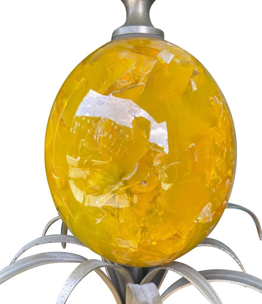 A large 1960s yellow egg lamp attributed with to Maison Charles For Sale 7