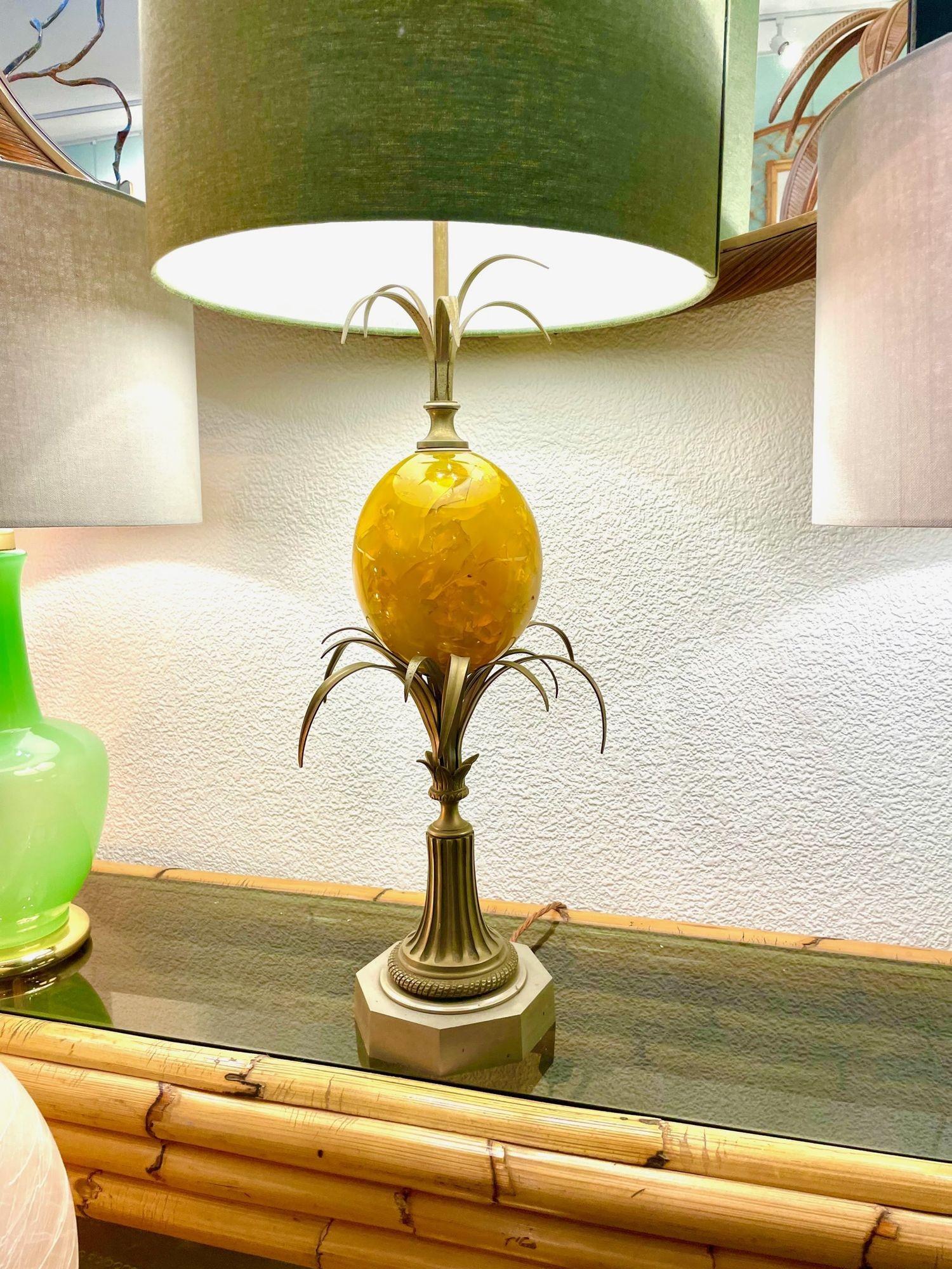 A large 1960s yellow egg lamp attributed with to Maison Charles For Sale 8