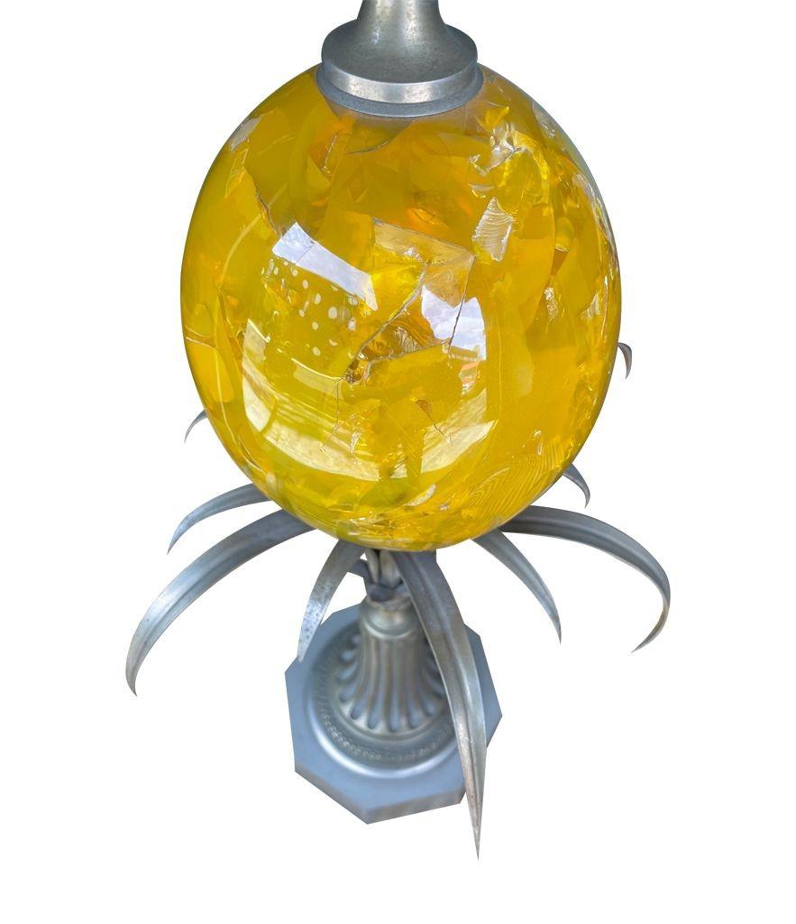 A large 1960s yellow egg lamp attributed with to Maison Charles For Sale 11