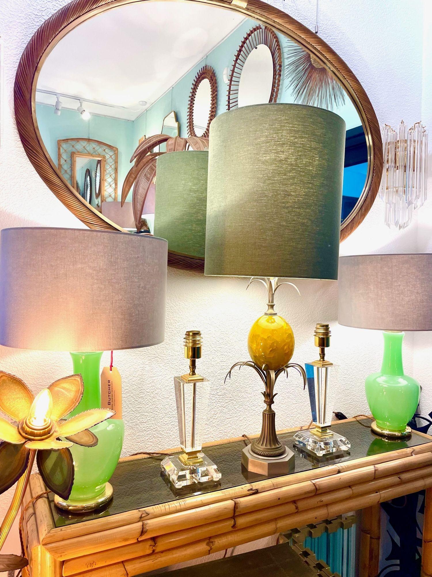 French A large 1960s yellow egg lamp attributed with to Maison Charles For Sale