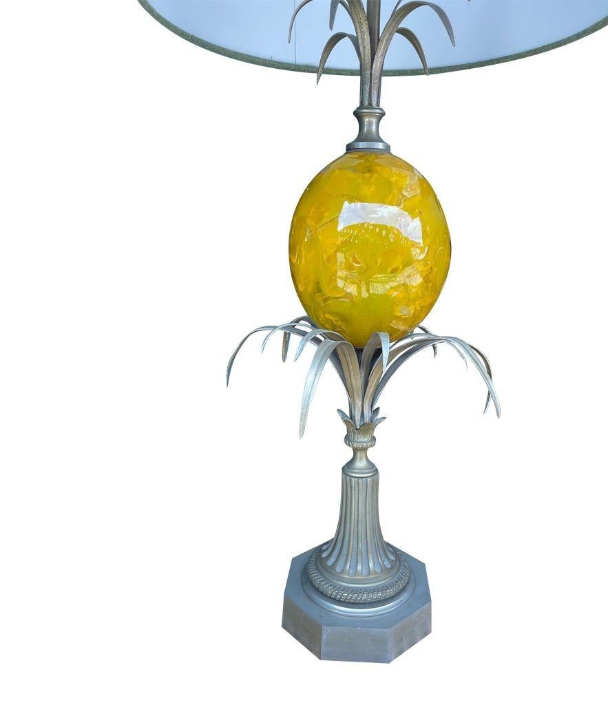 Mid-20th Century A large 1960s yellow egg lamp attributed with to Maison Charles For Sale