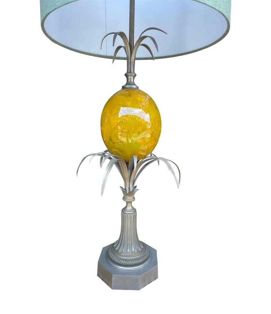 A large 1960s yellow egg lamp attributed with to Maison Charles For Sale 2