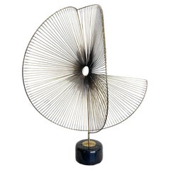 A Large 1970s Curtis Jere Gilt Metal Wire Abstract Sculpture Mounted on Marble
