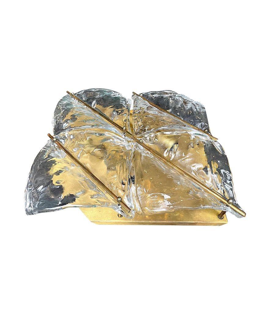 Mid-20th Century Large 1970s Italian Murano Glass Square Wall /Ceiling Sconce by Mazzega For Sale