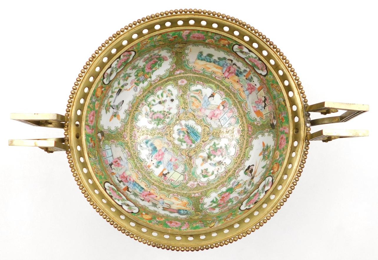 19th Century A Large 19th C Cantonese famille rose porcelain and ormolu mounted bowl. For Sale