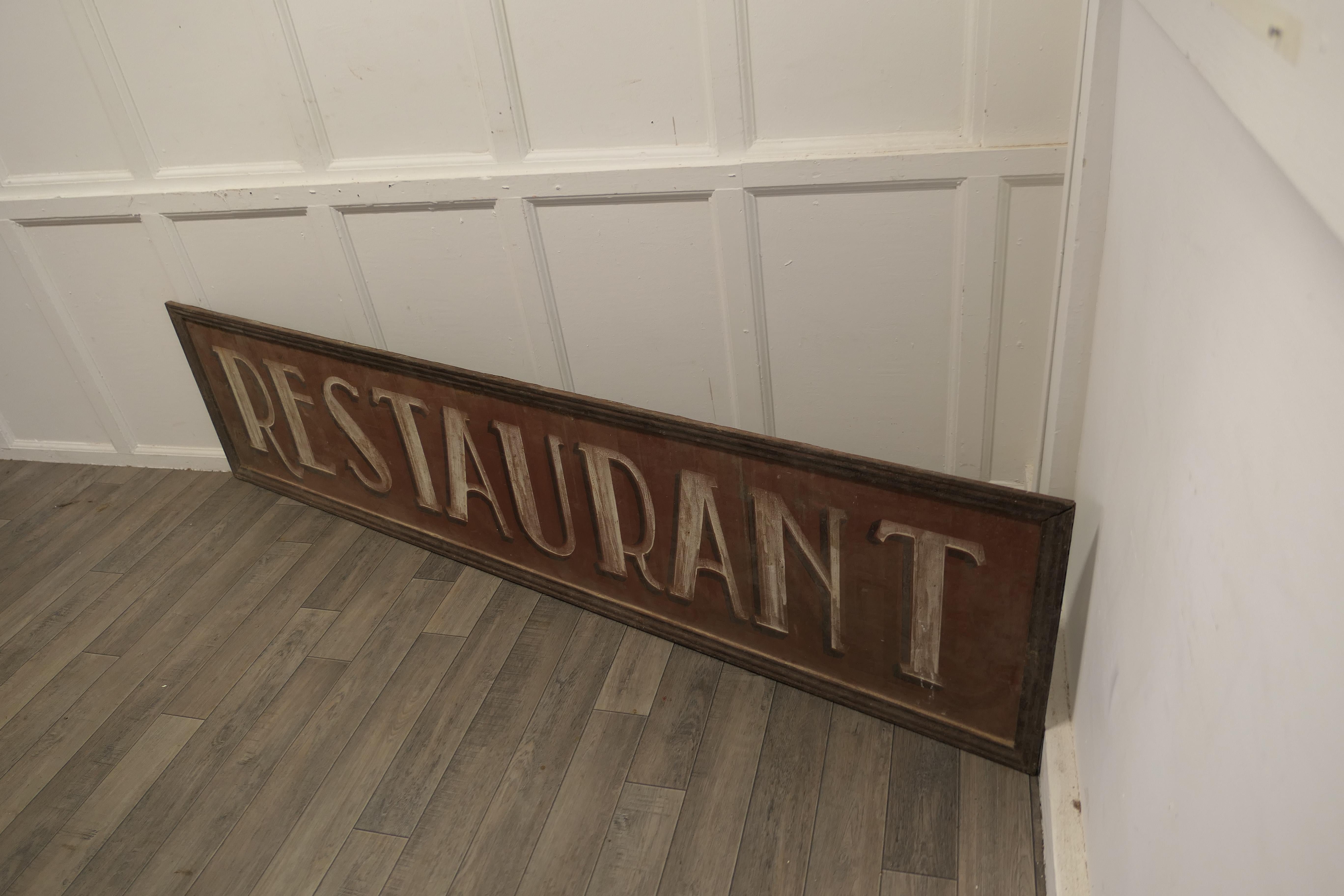 Late 19th Century Large 19th C Cast Iron Painted RESTAURANT Sign This is an Original