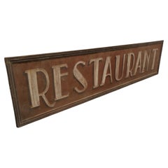 Large 19th C Cast Iron Painted RESTAURANT Sign This is an Original