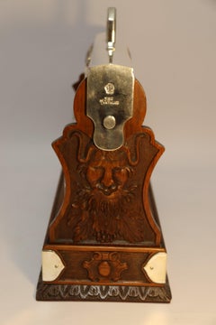 Large 19th Century English 3 Decanter Silver Plated and Oak Tantalus, Betjemann