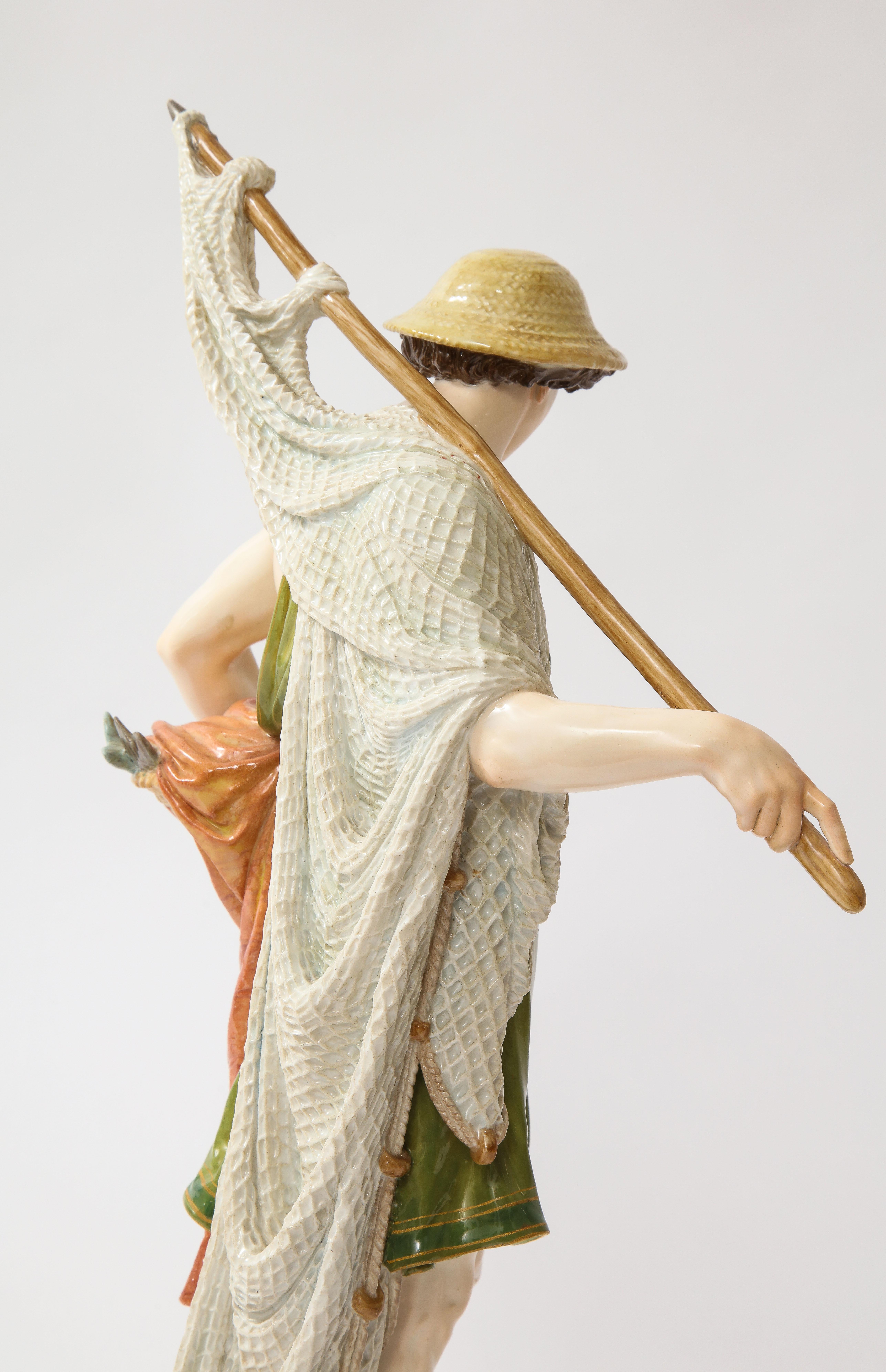 A Large 19th C. Meissen Porcelain Figure of a Fisherman with a Net For Sale 3