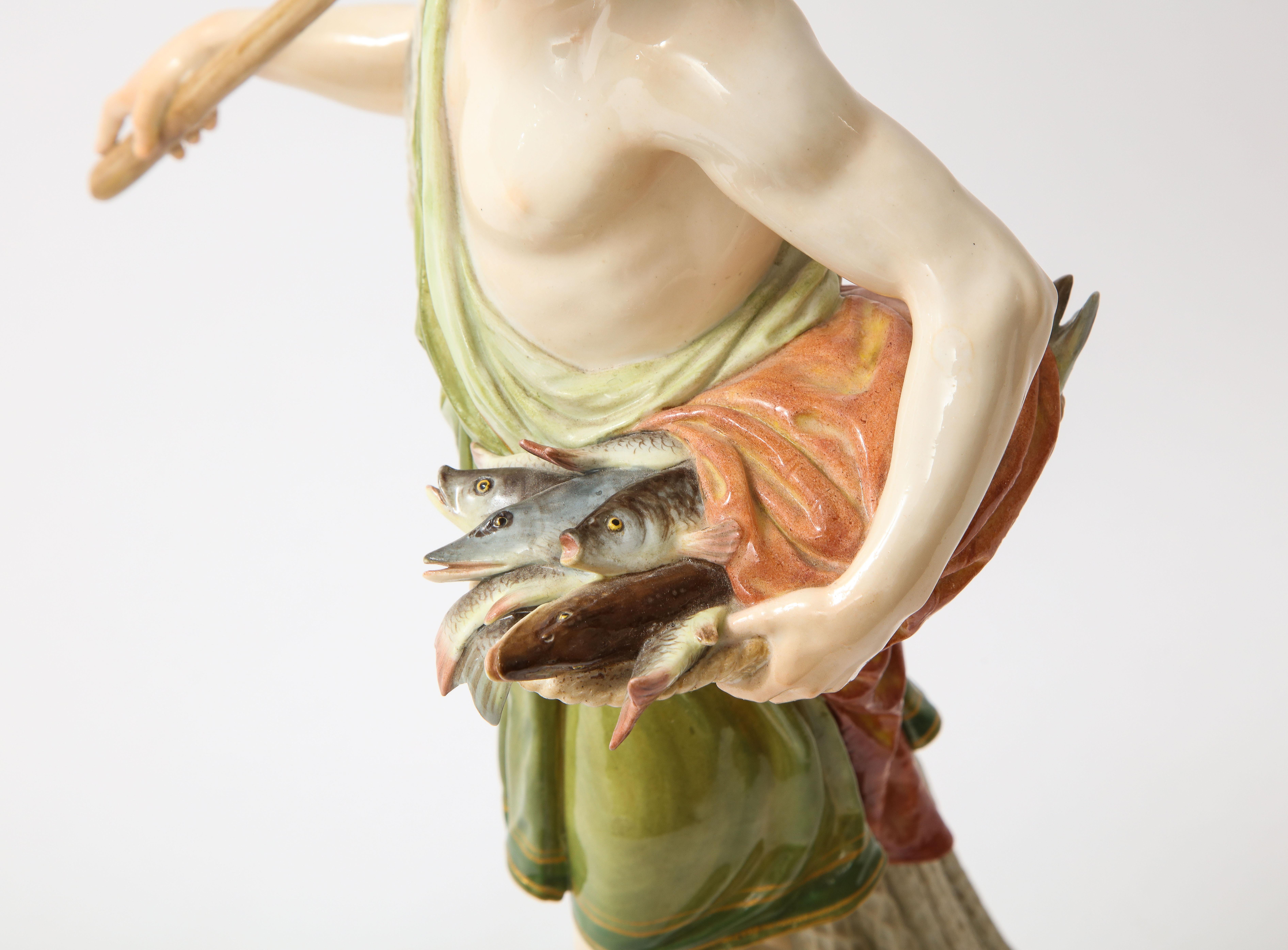 A Large 19th C. Meissen Porcelain Figure of a Fisherman with a Net For Sale 5