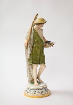 A Large 19th C. Meissen Porcelain Figure of a Fisherman with a Net