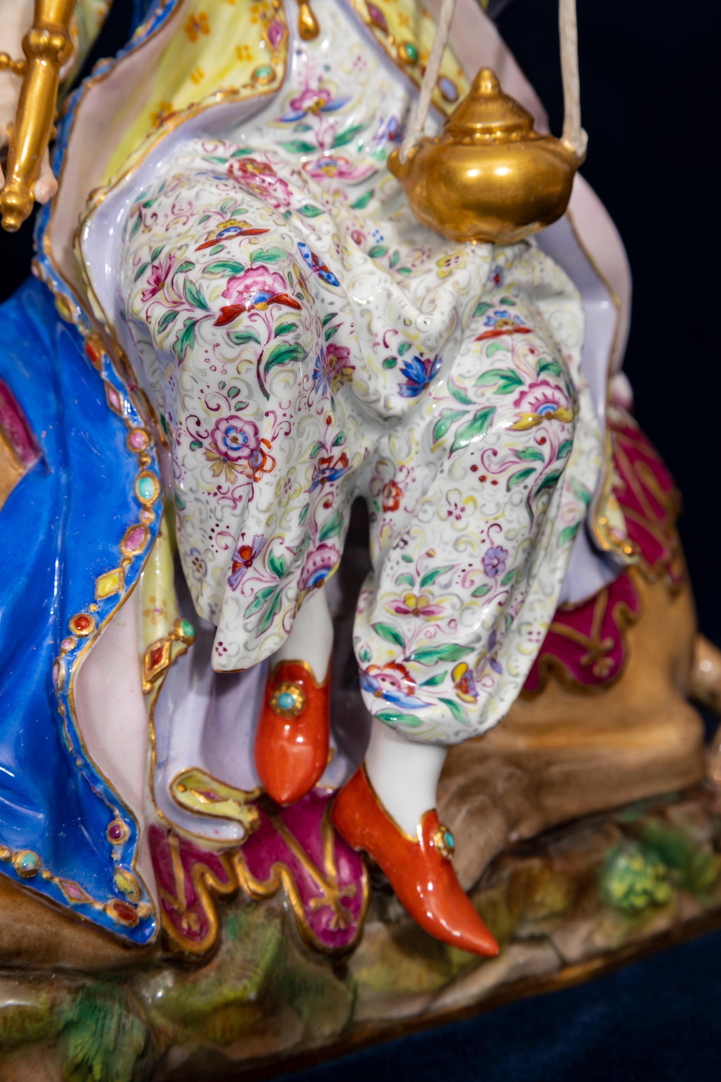 A.C.I.C. Porcelaine de Meissen Porcelain de grande taille représentant le continent asiatique, dame sur un chameau en vente 4