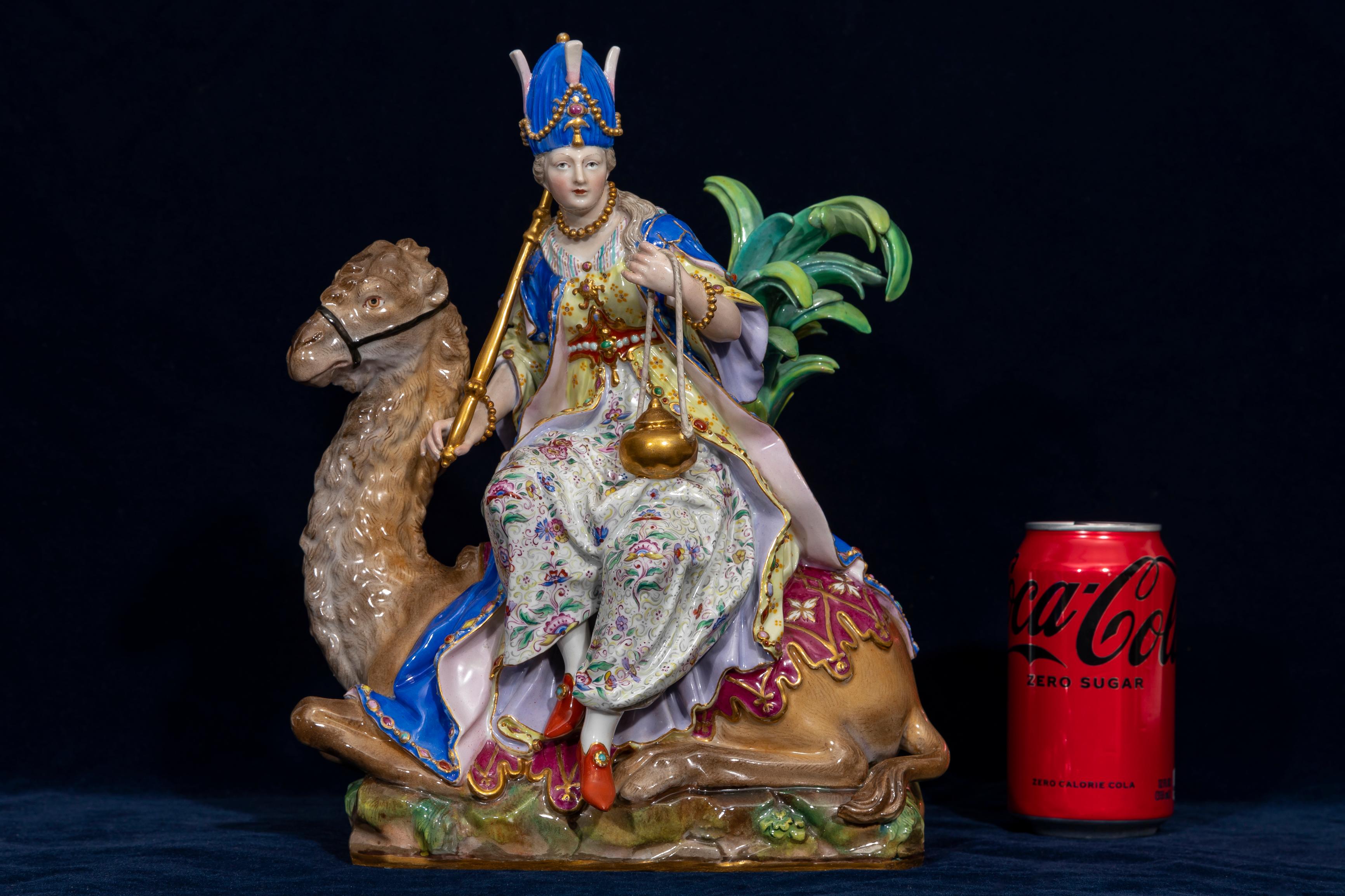 Autre A.C.I.C. Porcelaine de Meissen Porcelain de grande taille représentant le continent asiatique, dame sur un chameau en vente