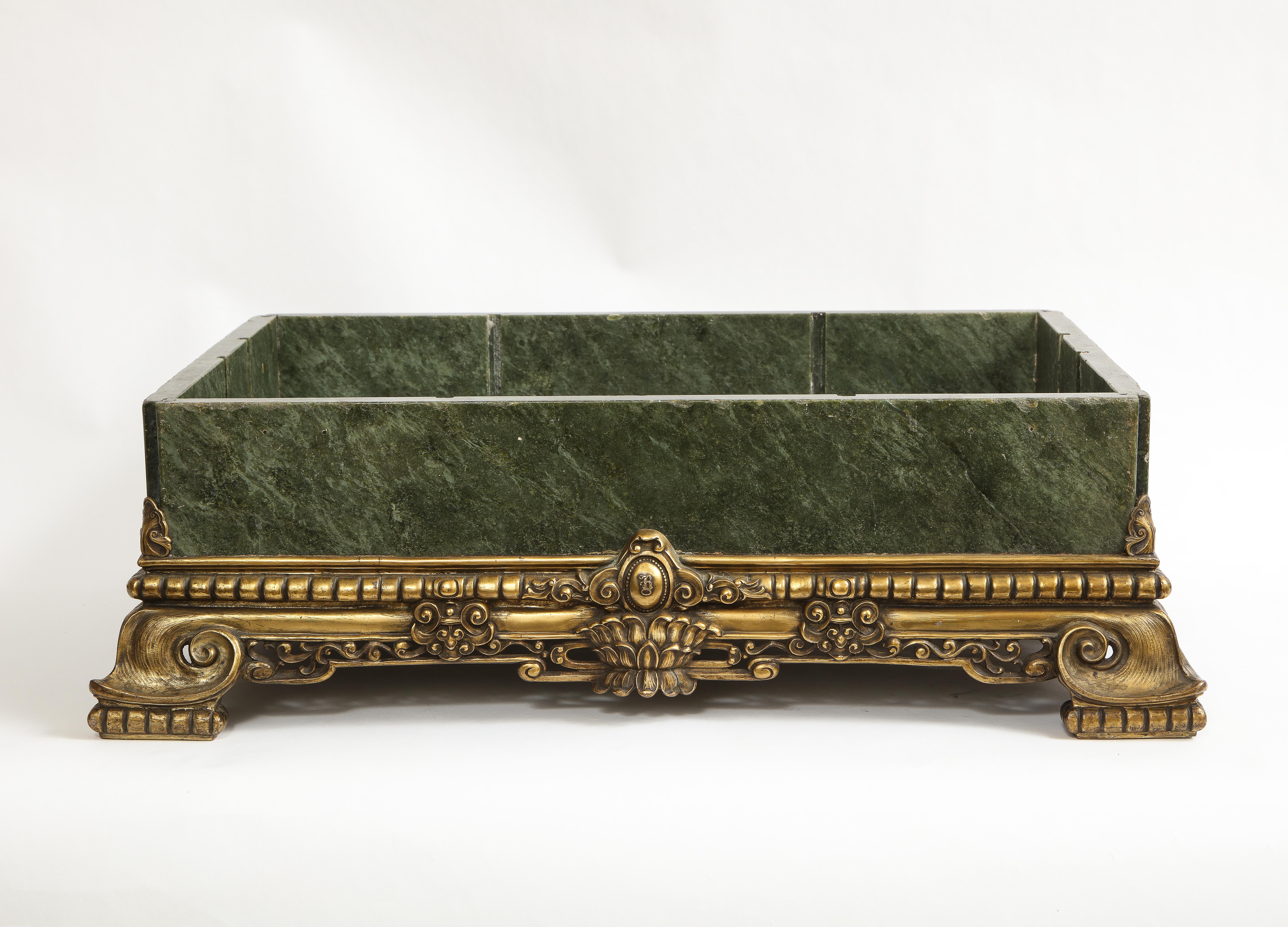 Louis XVI Large 19th C. Russian Dore Bronze Mounted Aventurine Hand Carved Centerpiece For Sale