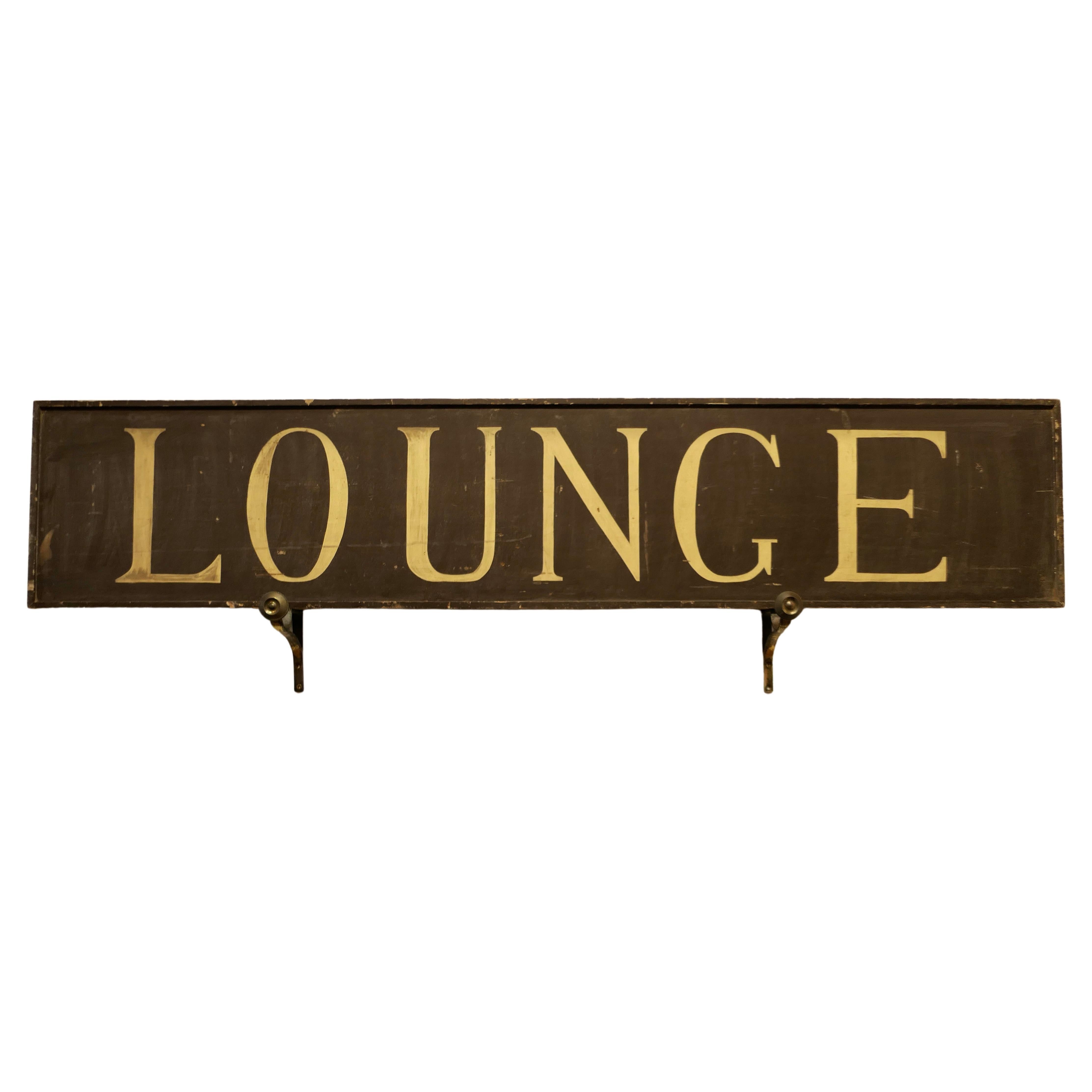 Large 19th Century Wooden Painted Lounge Sign This Is an Original Hotel Sign For Sale