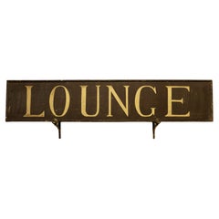Antique Large 19th Century Wooden Painted Lounge Sign This Is an Original Hotel Sign
