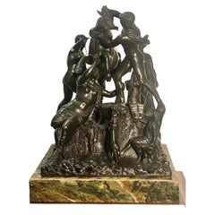 Gran grupo escultórico italiano antiguo de bronce del siglo XIX. El Toro Farnesio