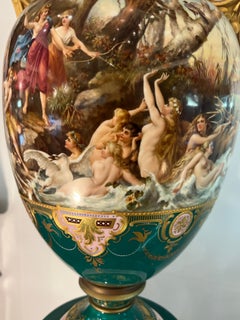 A Large 19th Century Austrian Emerald Green Royal Vienna Porcelain Vase