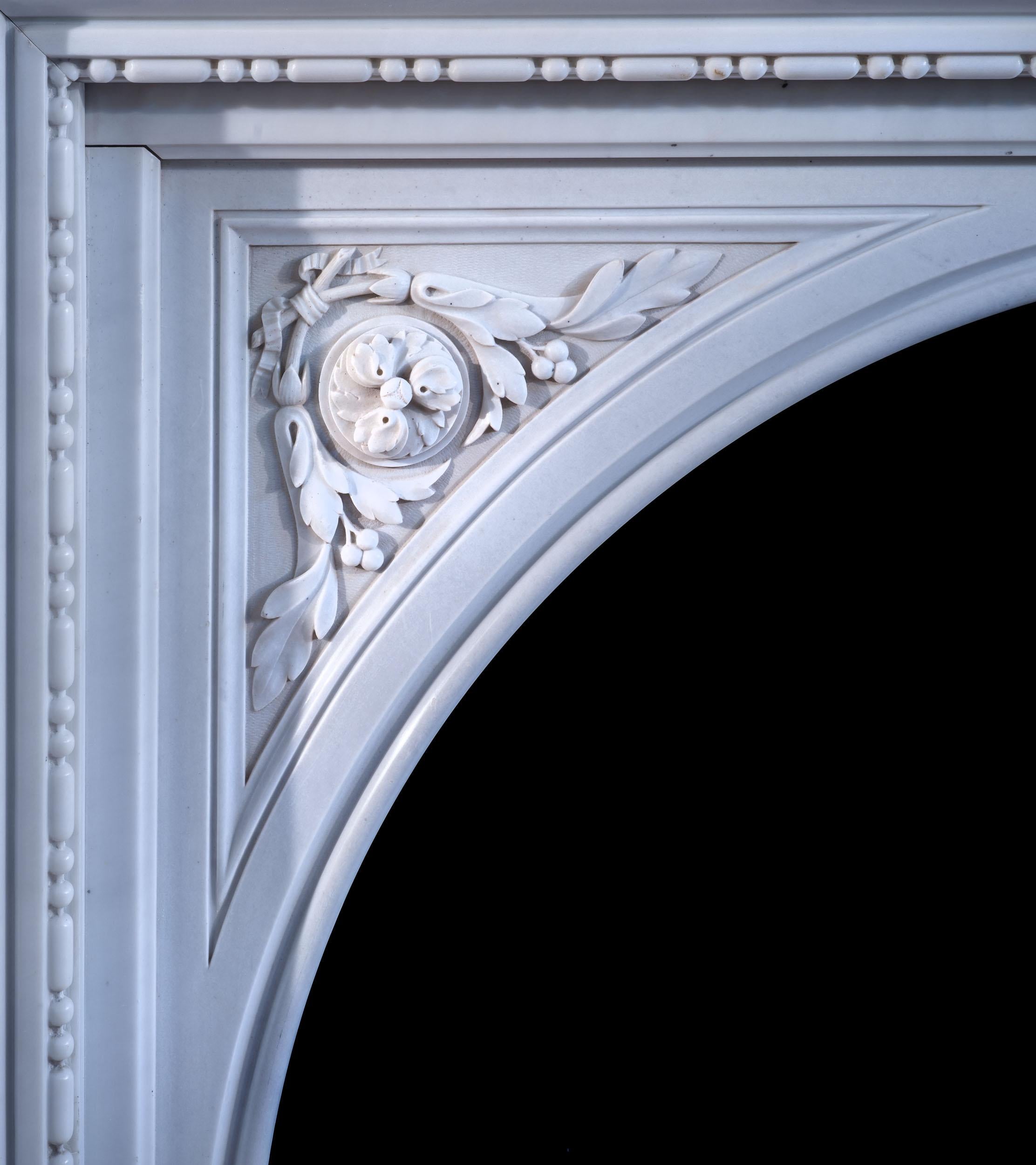 High Victorian A Large 19th century Belgian Laurel Arched Fireplace Mantel For Sale