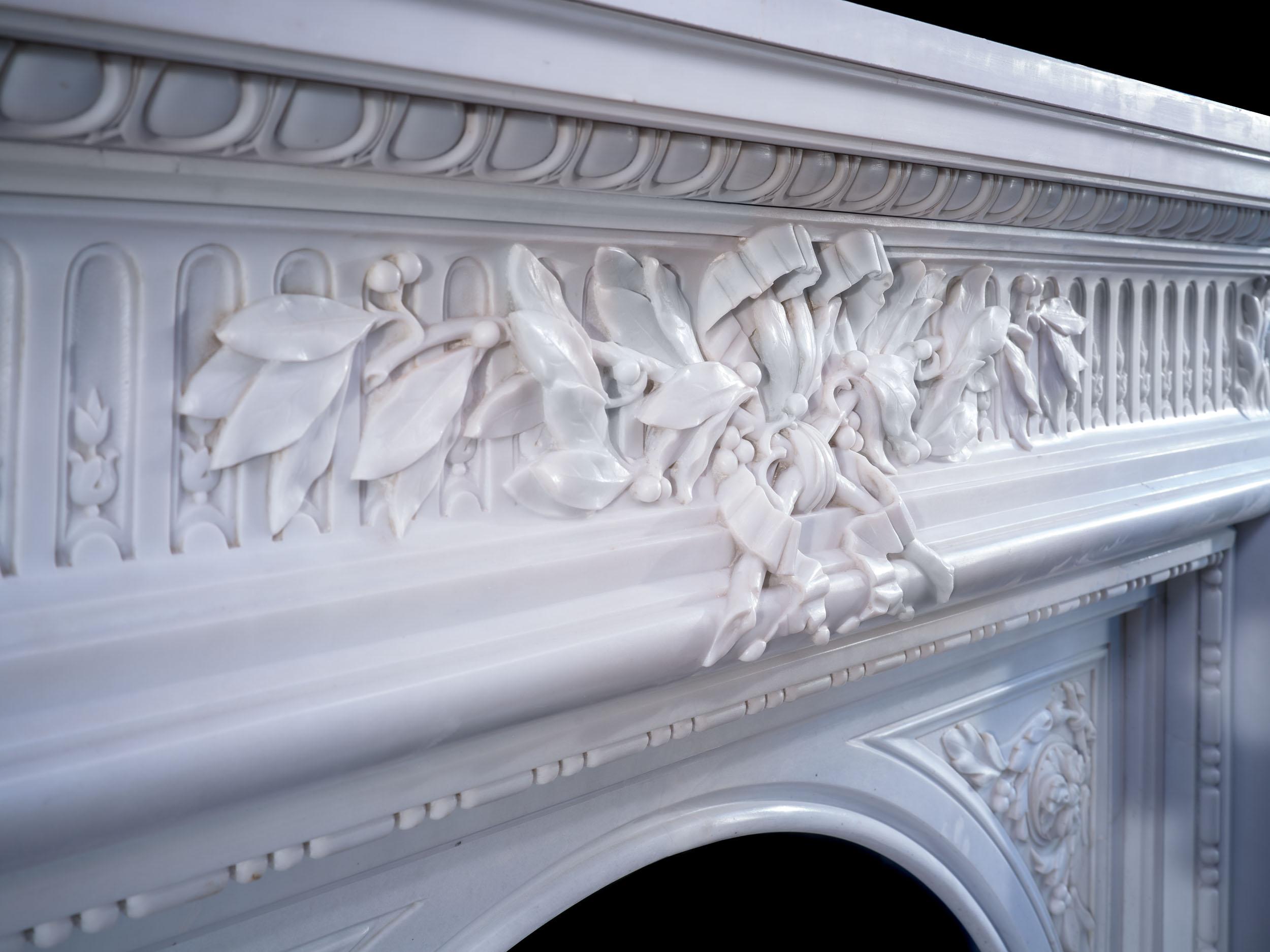 19th Century A Large 19th century Belgian Laurel Arched Fireplace Mantel For Sale