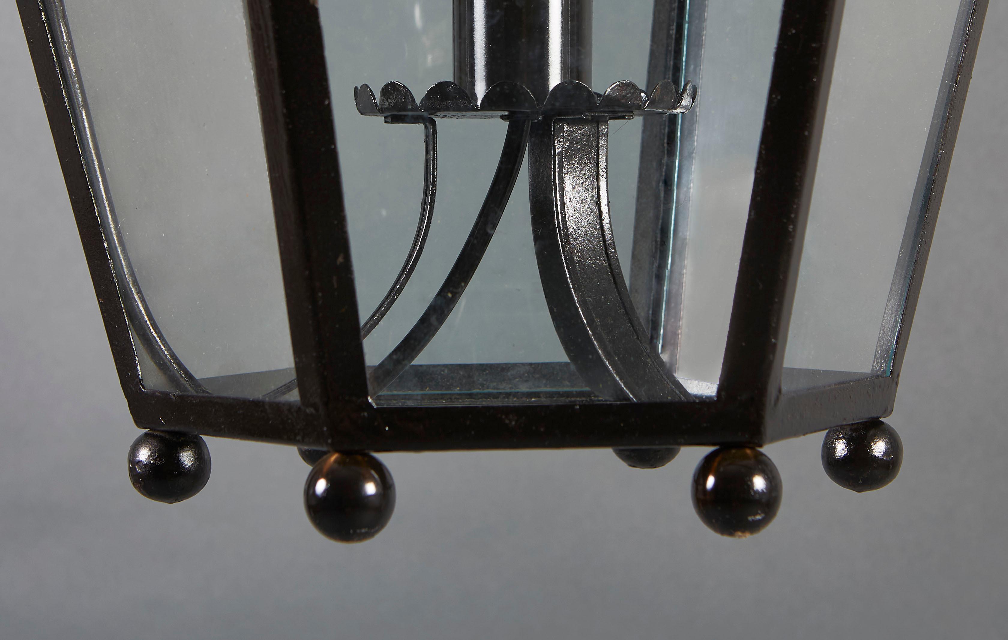 Large 19th Century Black Hanging Lantern In Good Condition In London, GB