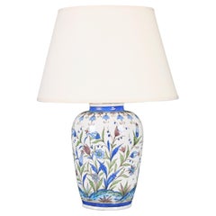 A Large 19th Century Blue and White Iznik Vase as a Lamp