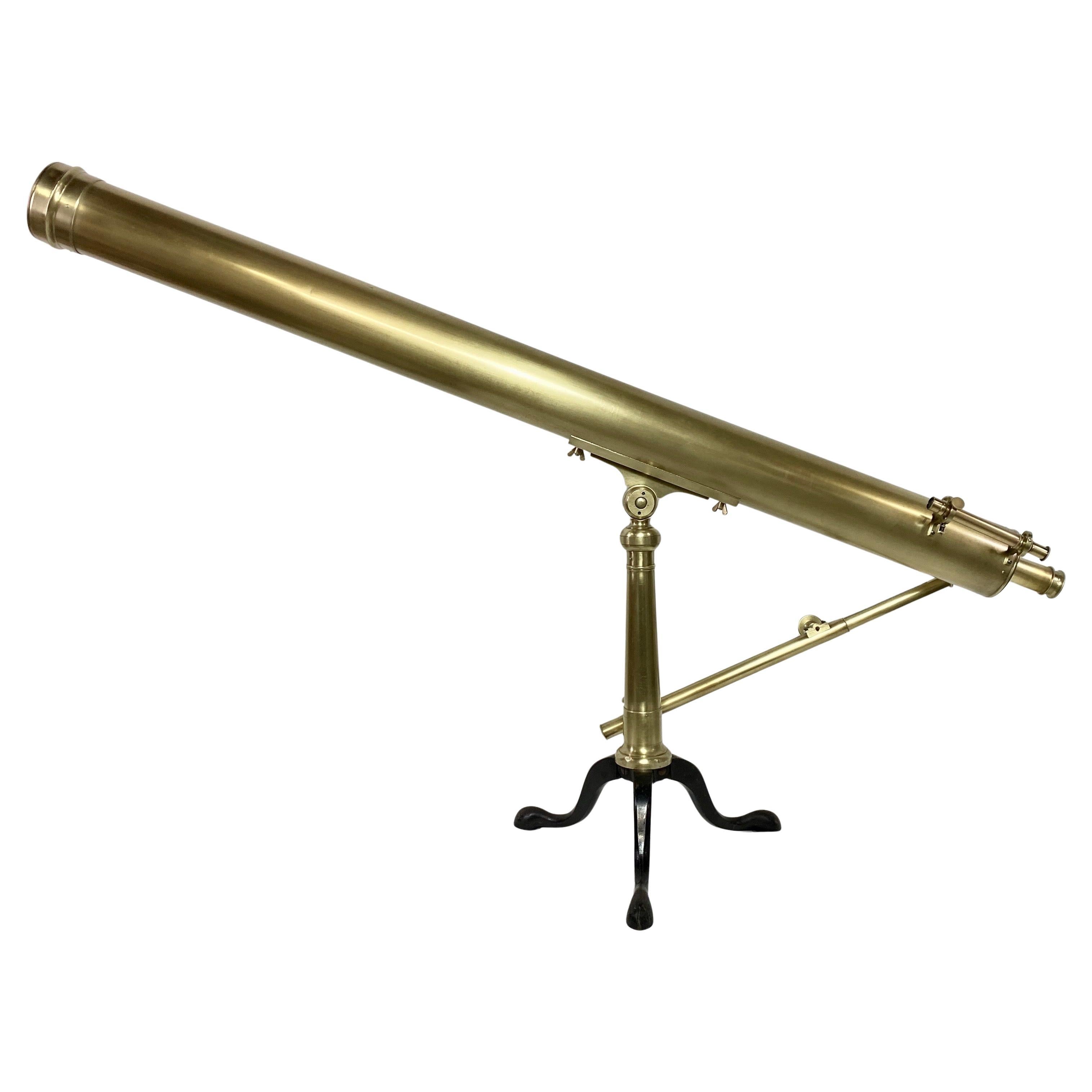 A Large 19th Century Brass Library Telescope Marked A. Bardou, Paris