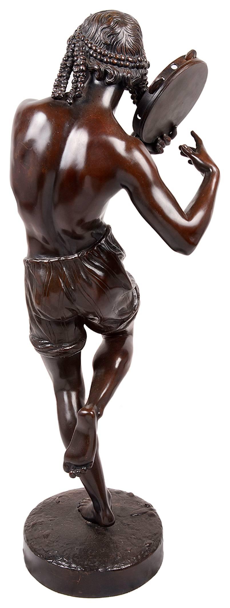 Große Bronze eines neapolitanischen Tänzers aus dem 19. Jahrhundert, nach Francisque-Joseph Duret. (Französisch) im Angebot