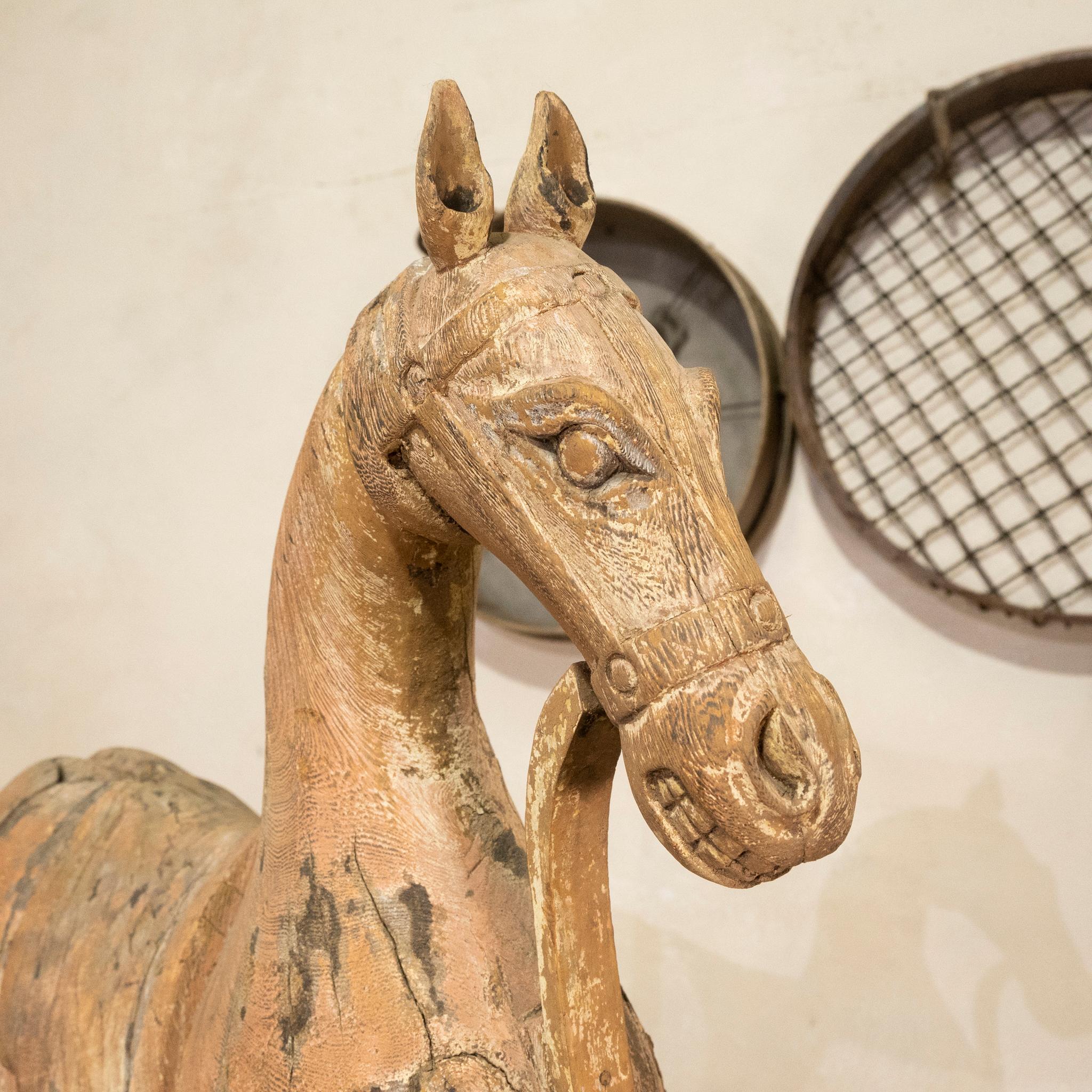 Large 19th Century Carved Swedish Horse, Original Paint 7