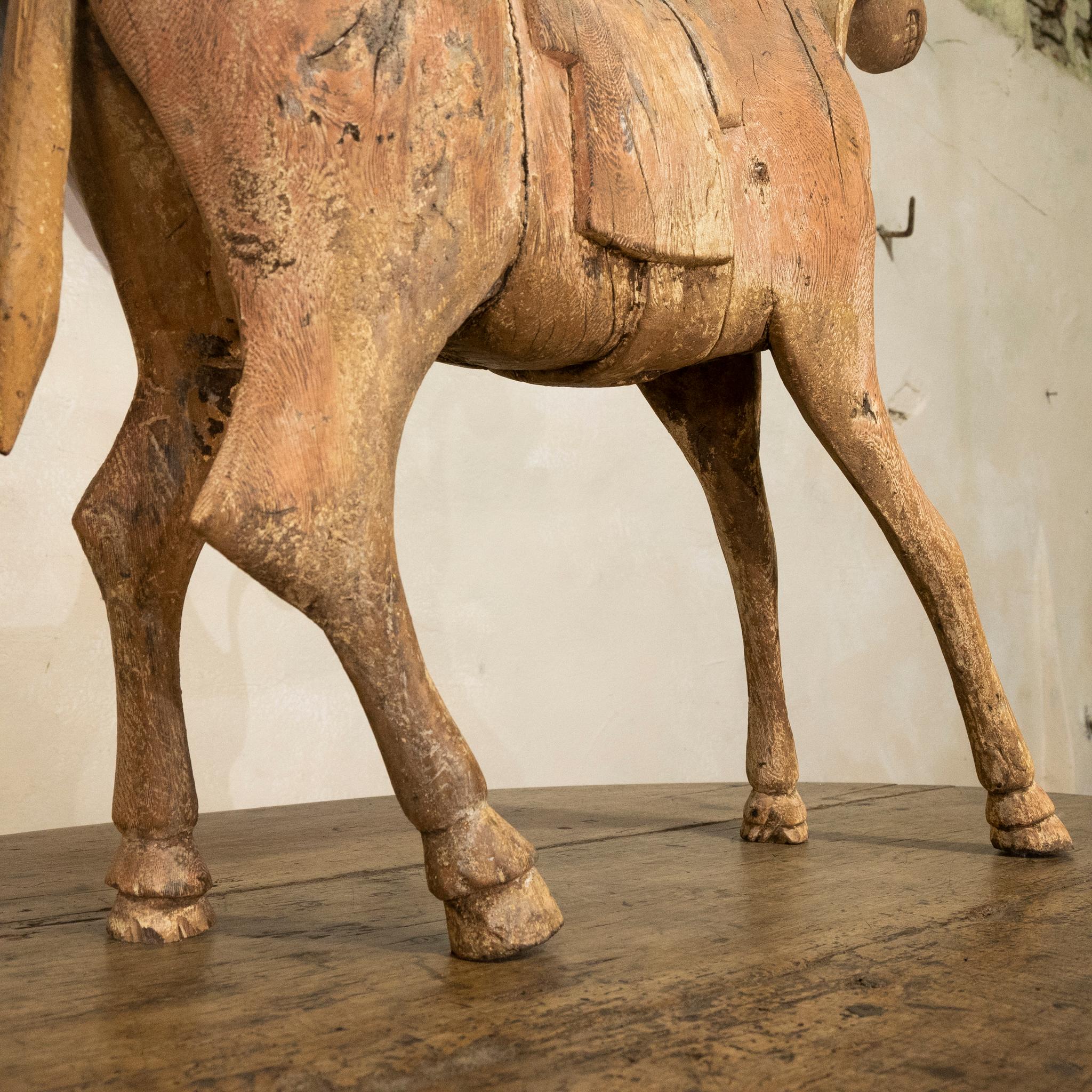 Indian Large 19th Century Carved Swedish Horse, Original Paint