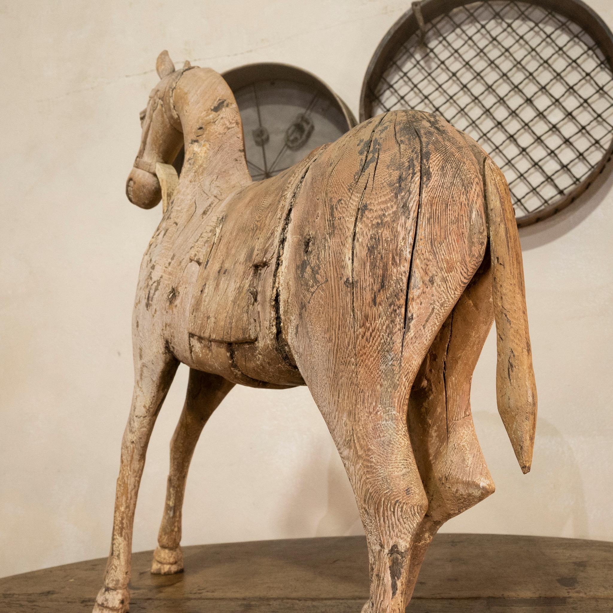Large 19th Century Carved Swedish Horse, Original Paint In Good Condition In Basingstoke, Hampshire
