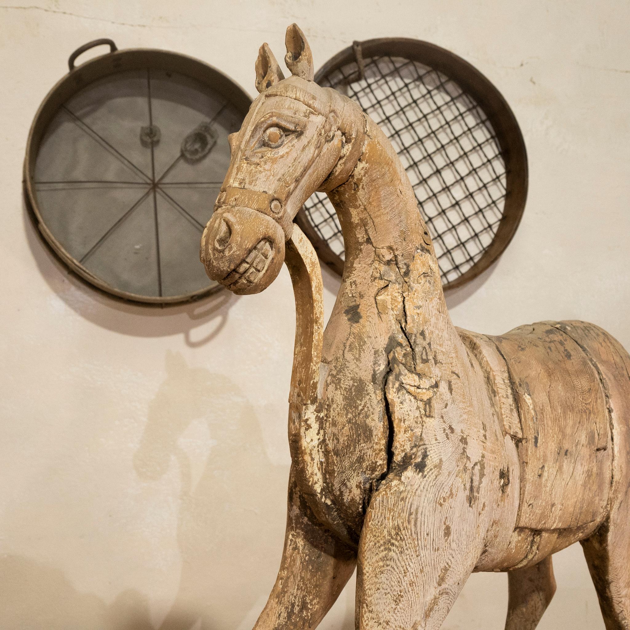 Large 19th Century Carved Swedish Horse, Original Paint 3