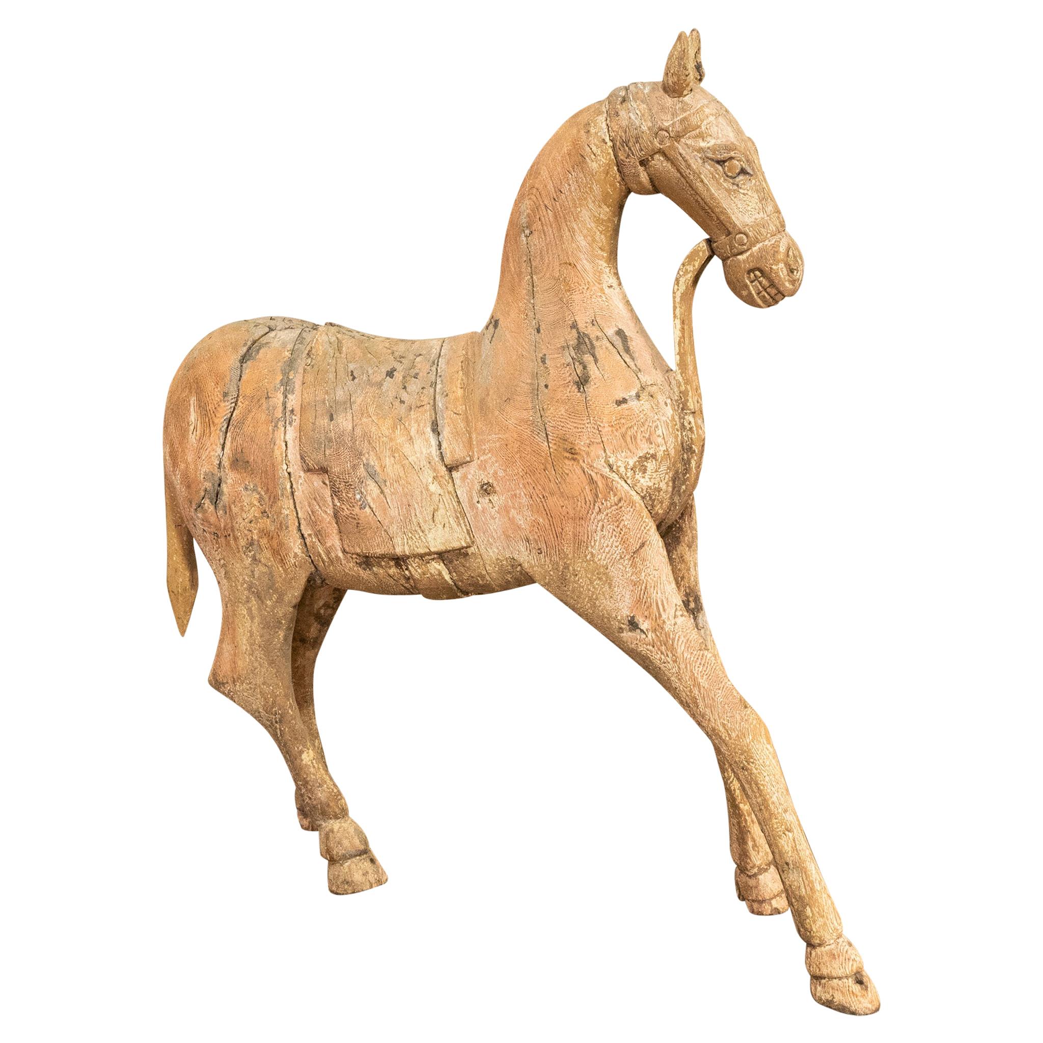 Large 19th Century Carved Swedish Horse, Original Paint