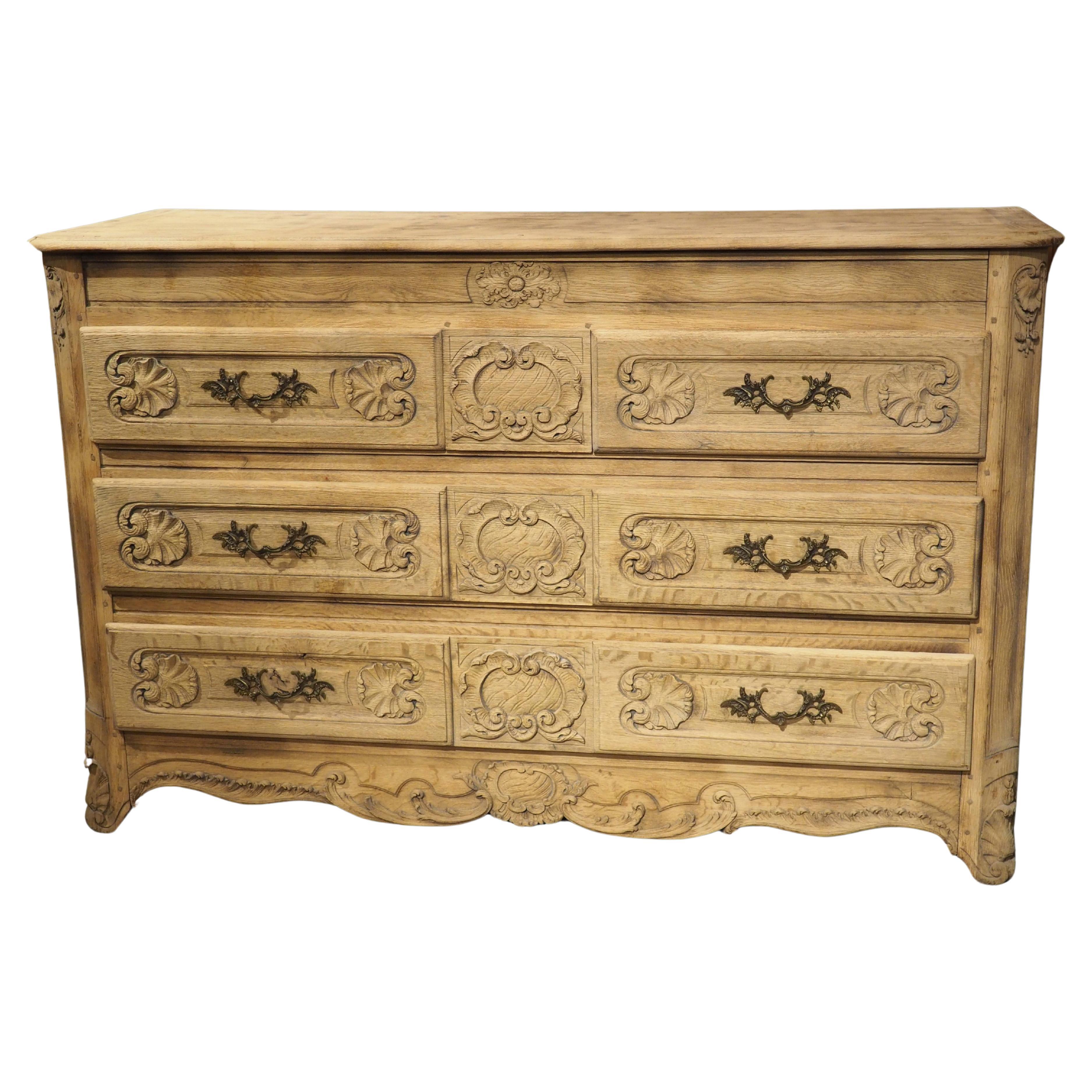 A Large 19th Century Carved Oak Commode from France For Sale