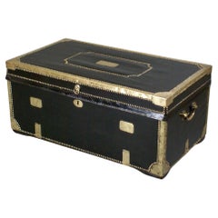 Large 19th Century China Trade Leather and Camphor Wood Traveling Trunk