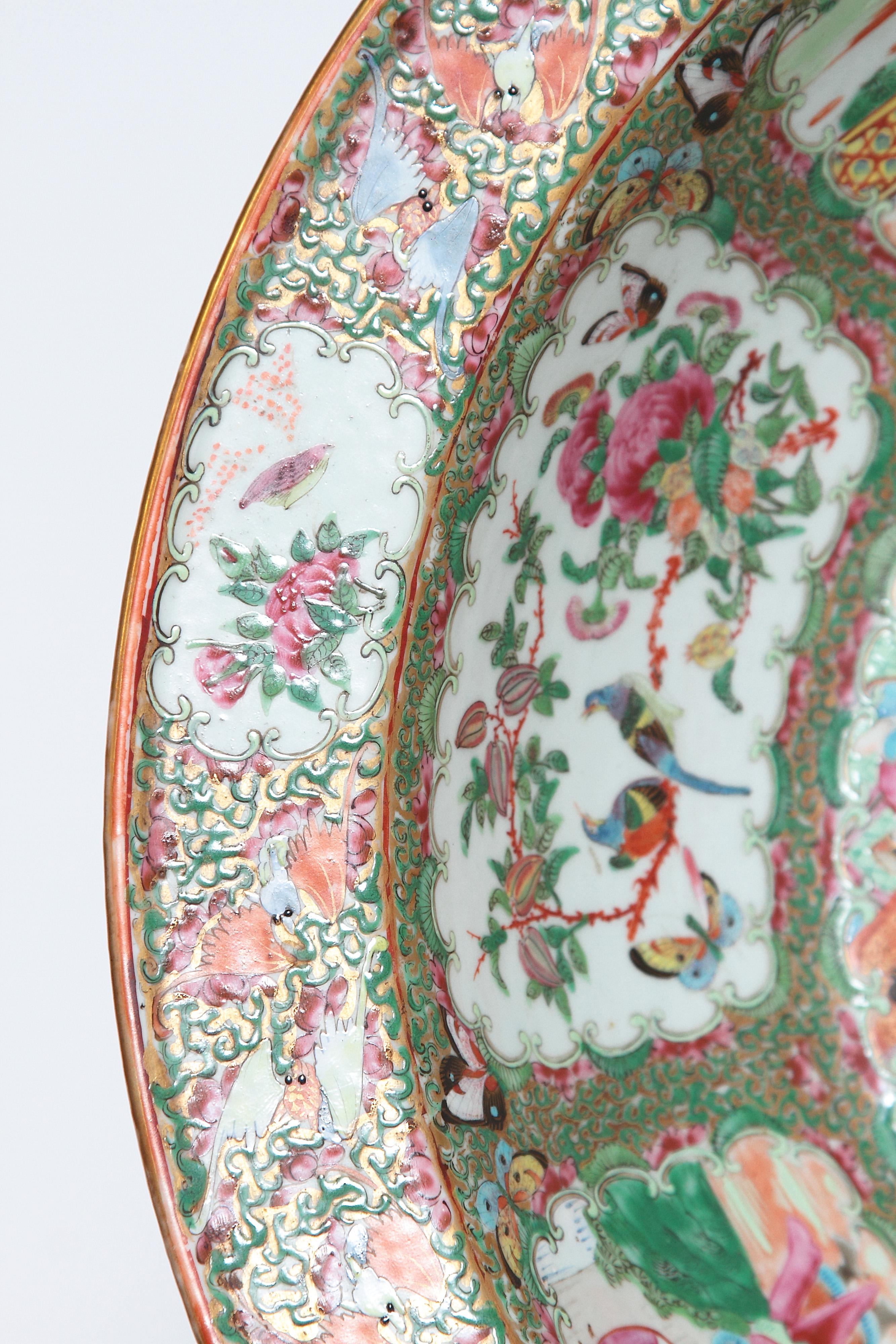 Large 19th Century Chinese Porcelain Rose Medallion Bowl 8