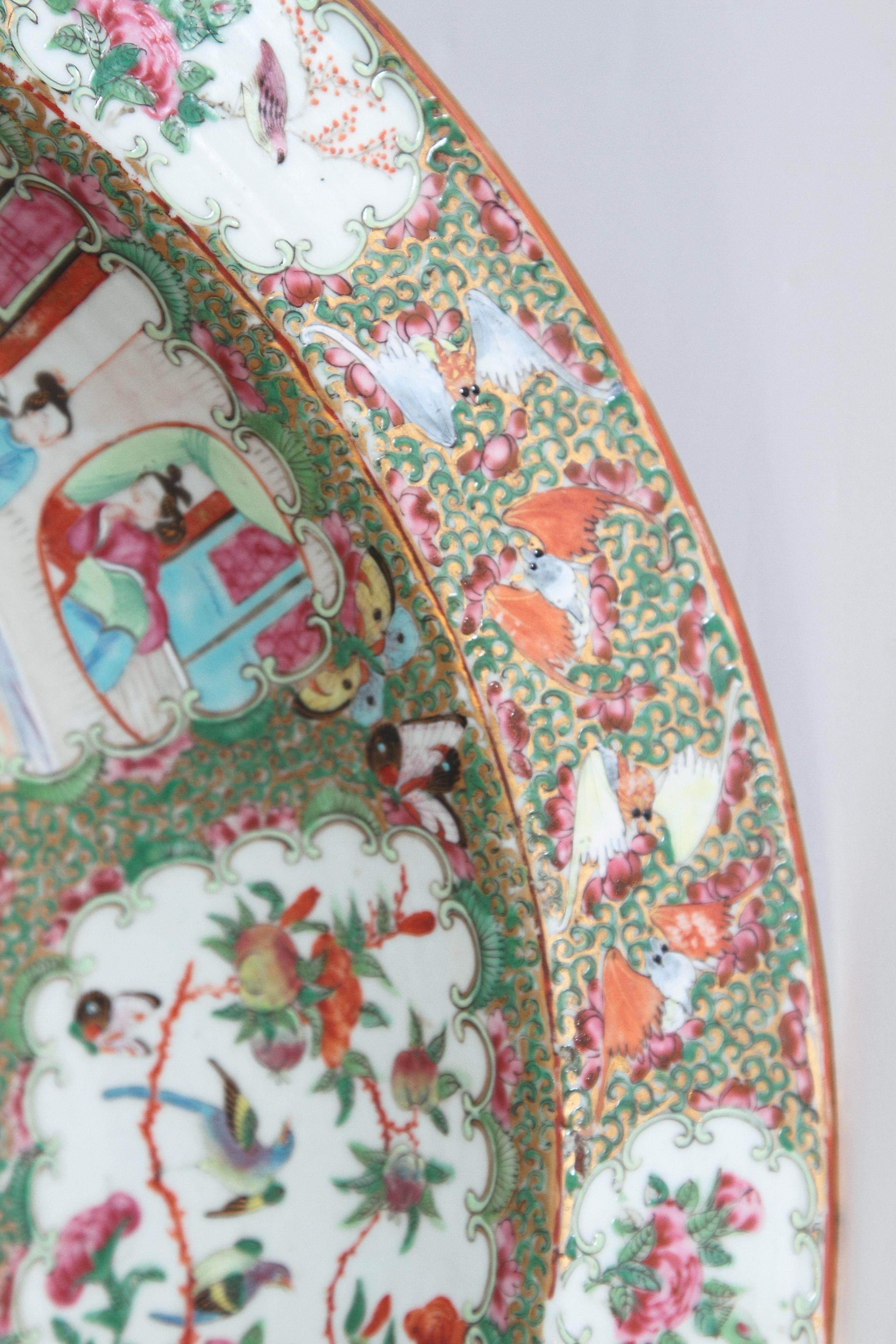 Large 19th Century Chinese Porcelain Rose Medallion Bowl 9