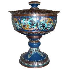 A Large 19th Century Cloisonne Footed Bowl with Lid