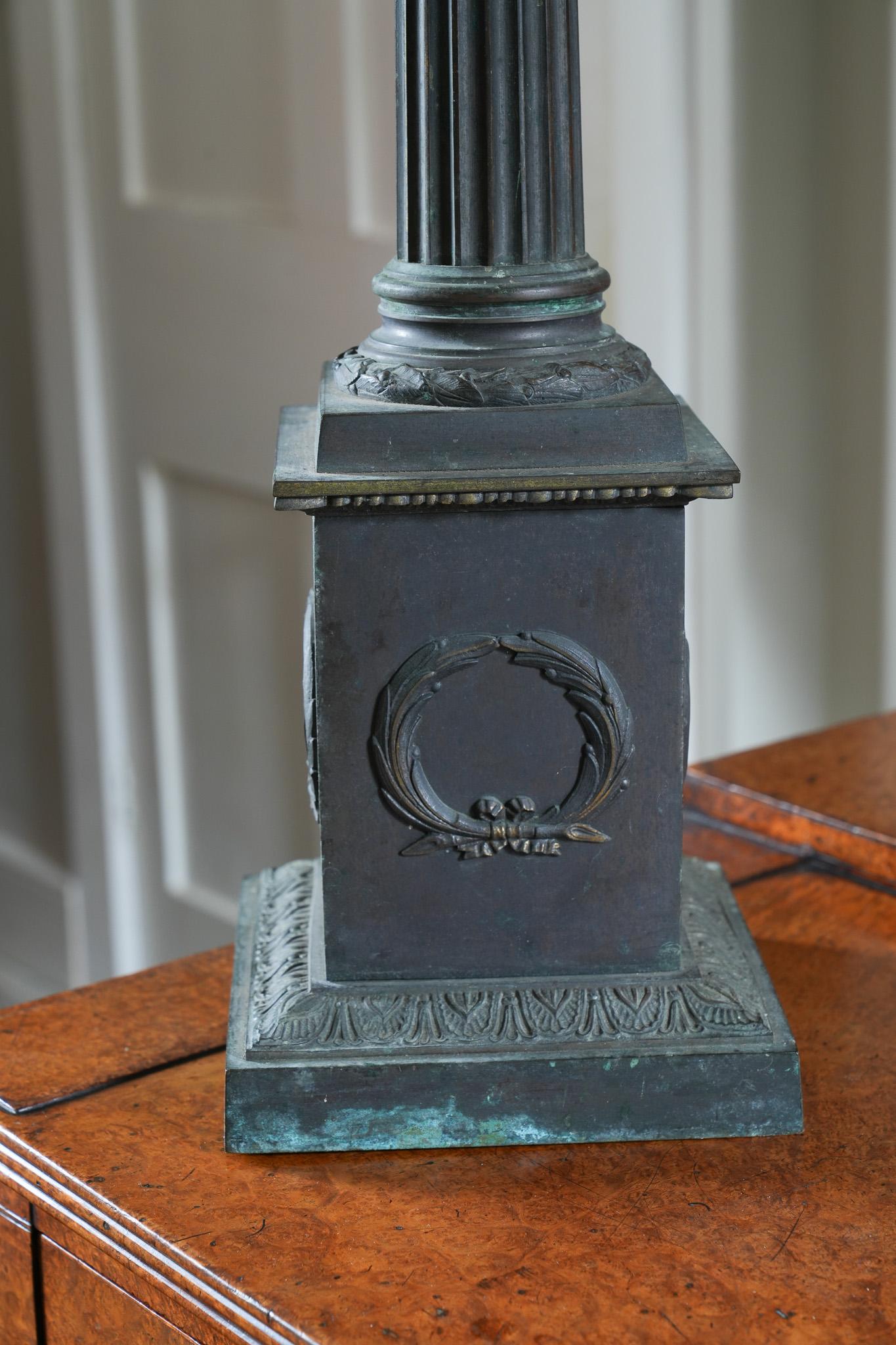 A Large 19th Century Column Table Lamp In Good Condition For Sale In Conwy, GB