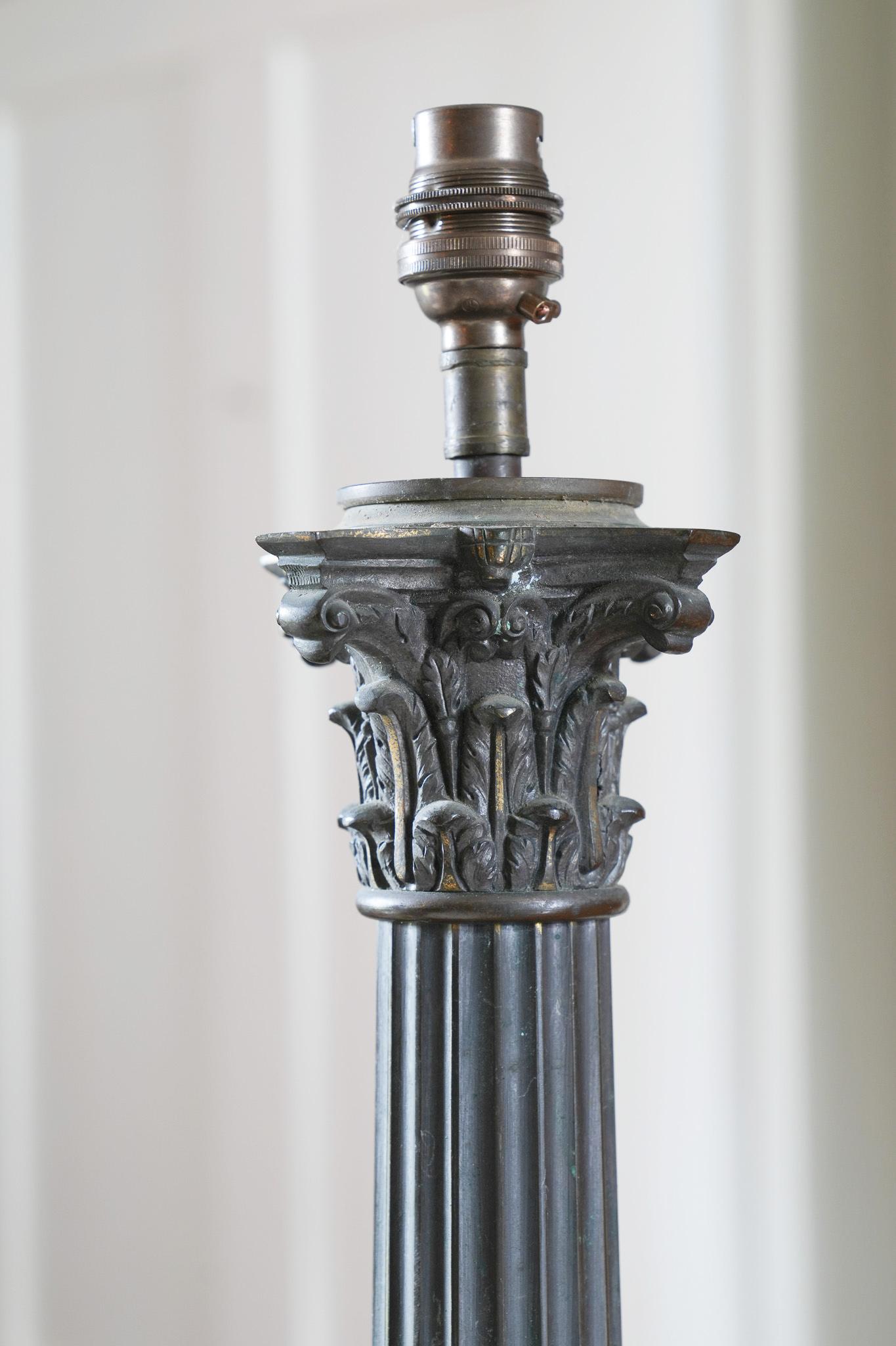 A Large 19th Century Column Table Lamp For Sale 1
