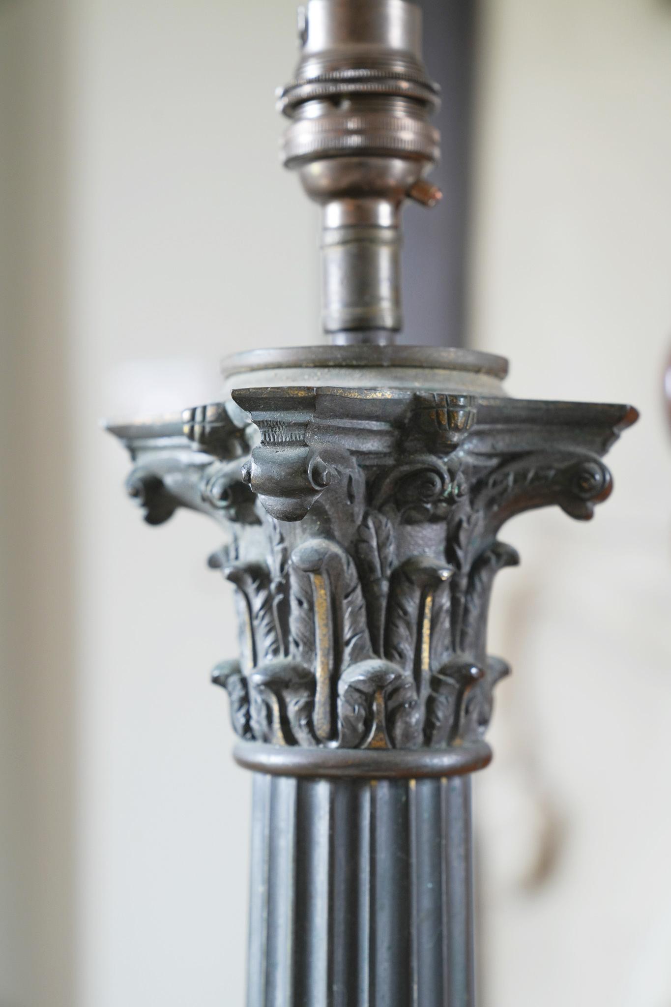 A Large 19th Century Column Table Lamp For Sale 3