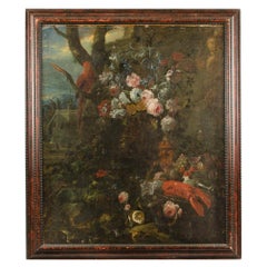 A large Continental School Grotto Feast with Landscape, 19th C.