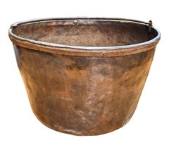 A Large 19th-Century Copper Apple Butter Cauldron with Iron Handle