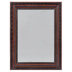 Grand miroir hollandais du 19e siècle à moules ondulés ébonisés
