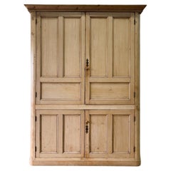 Used A Large 19th Century English Pine Housekeeper's  Cupboard