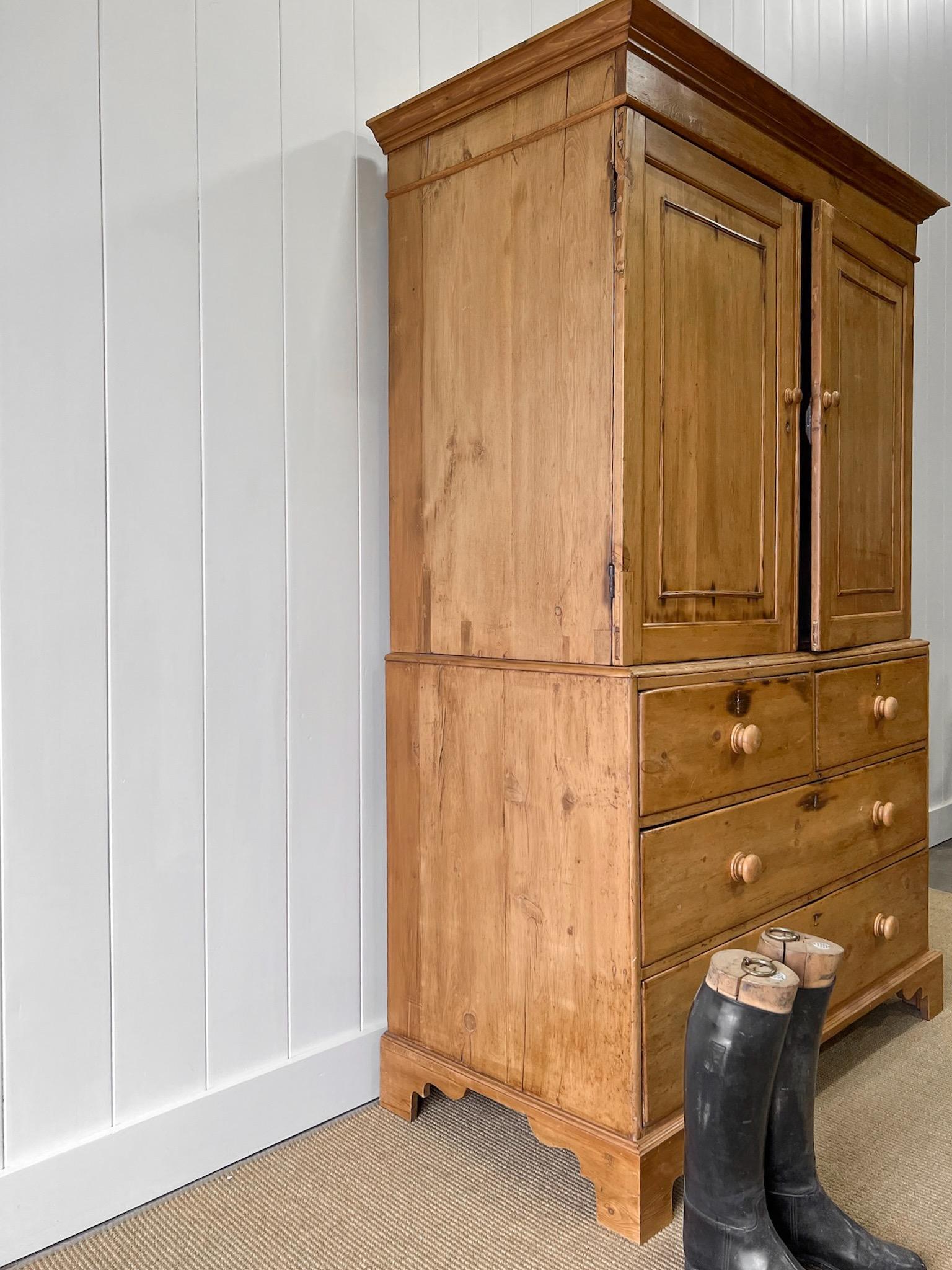 A Large 19th Century English Pine Linen Press Cupboard 9
