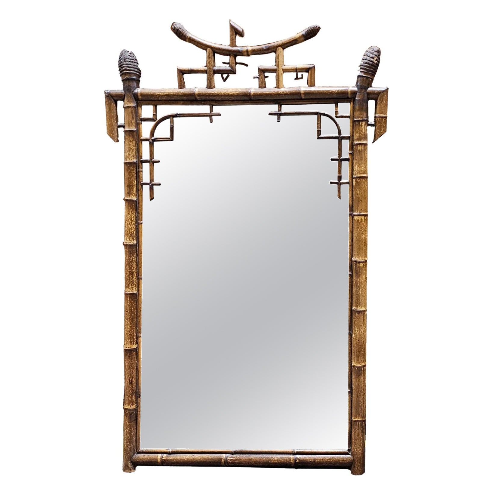 A Large 19th Century French Bamboo Mirror For Sale