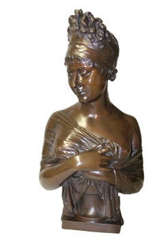 Large 19th Century French Bronze Bust of Juliette Recamier