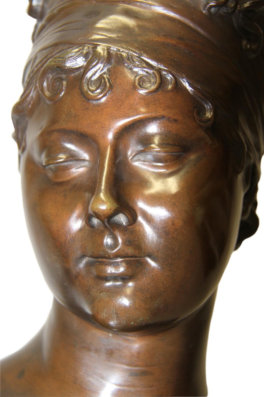 Late 19th Century Large 19th Century French Bronze Bust of Juliette Recamier For Sale
