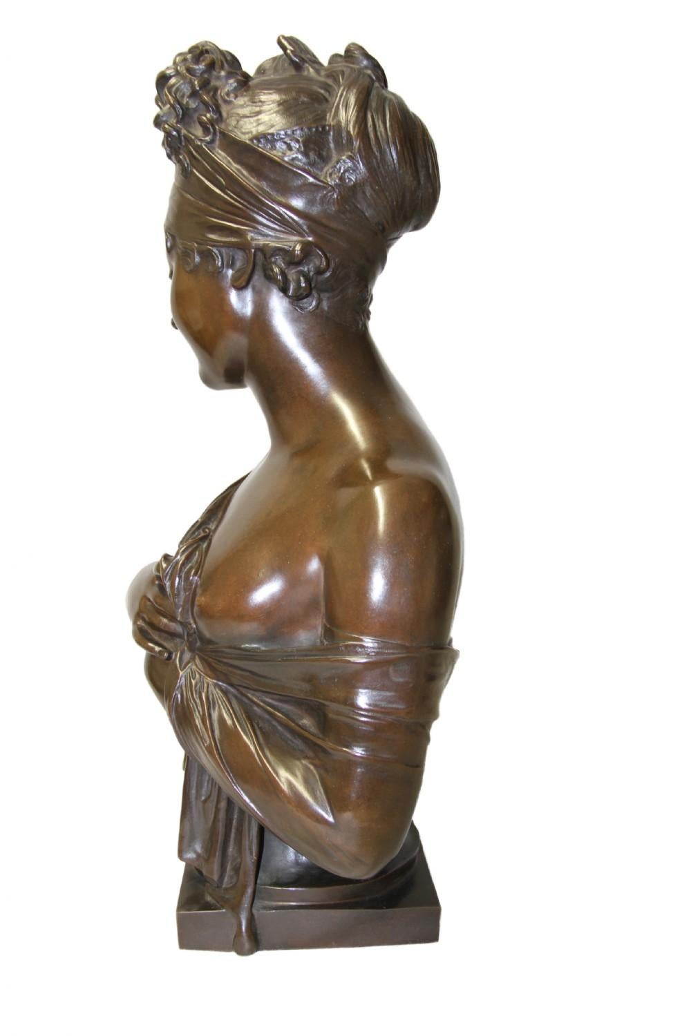 Large 19th Century French Bronze Bust of Juliette Recamier For Sale 1